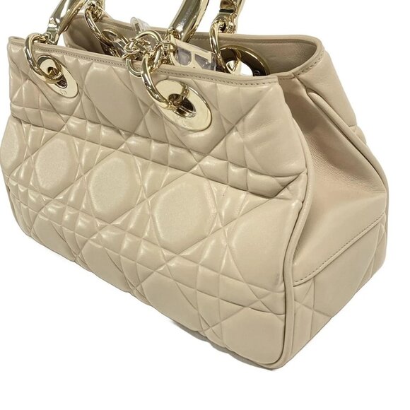 Auth DIOR/ChristianDior Lady 95.22 Medium Beige Leather Handbag - Picture 12 of 16